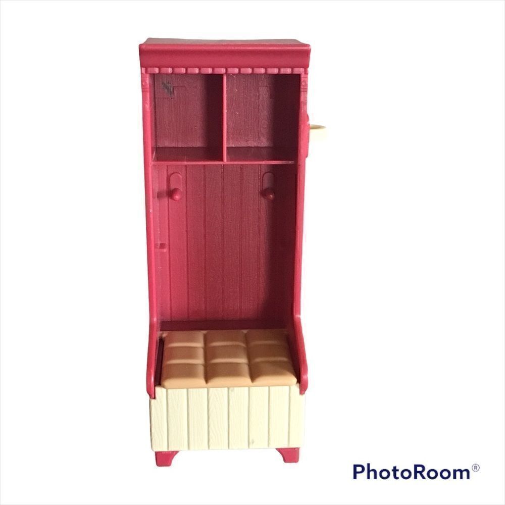 Fisher Price Loving Family Dollhouse Laundry Maroon Mud Room Closet Hutch